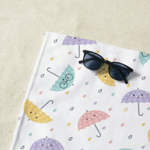 Kawaii Pastel Umbrella Pattern Beach Handtuch