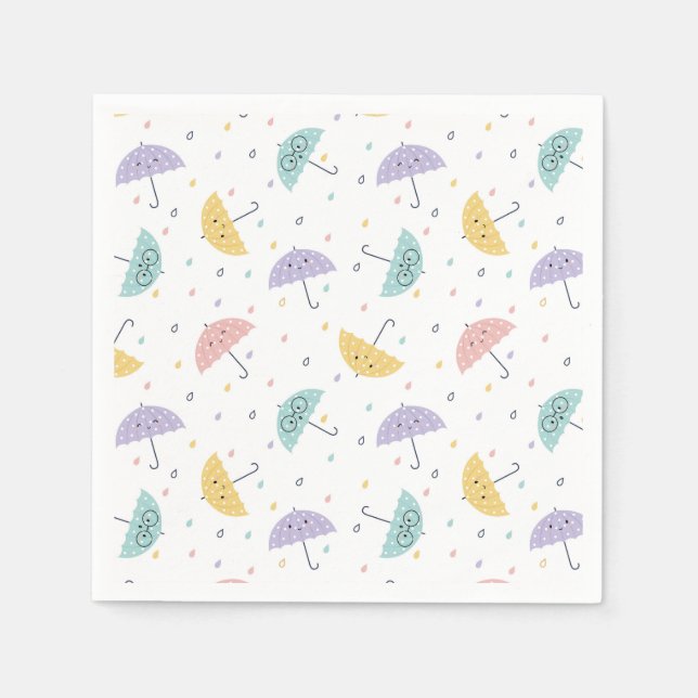 Kawaii Pastel Umbrella Pattern Napkins Serviette (Vorderseite)