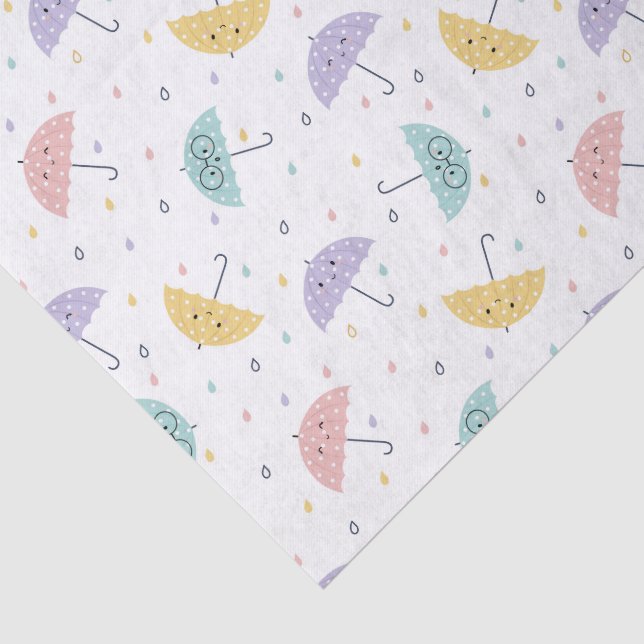 Kawaii Pastel Umbrella Pattern Tissue Paper Seidenpapier (Ausschnitt)
