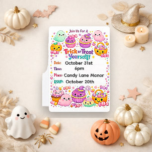 Kawaii Pastell-Chibi-Geist Halloween Einladung
