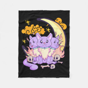 Kawaii Pastell-Goth süßer dreiköpfiger Hund Hallow Fleecedecke