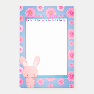 Kawaii Pastell-Hasen-Blumen-Notiz Post-it Klebezettel