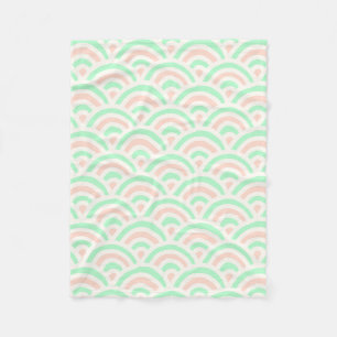 Kawaii Pastell Japanisches Seigaiha-Muster Fleecedecke