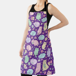 Kawaii Pastell Katzen und Blumen Muster Schürze