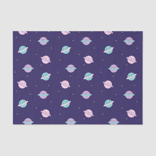 Kawaii Pastell-Planeten Seidenpapier (Vorderseite)