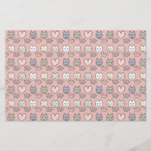 Kawaii Pastell Rosa Katzen Gesichter Scrapbook Pap