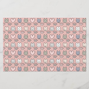 Kawaii Pastell Rosa Katzen Gesichter Scrapbook Pap Briefpapier