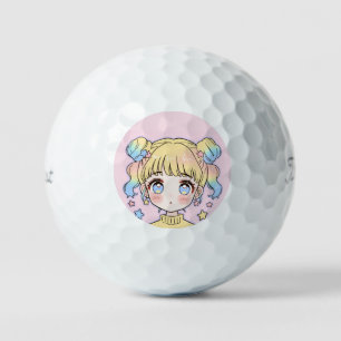 Kawaii Pastell-Star-Mädchen-Porträt Golfball