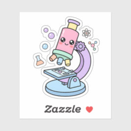 Kawaii Pastell Wissenschaft Mikroskop Lernaufklebe Aufkleber