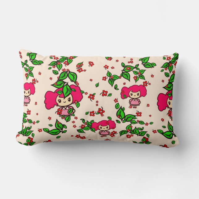 Kawaii Pattern Chibi Girl PinkyP personalisiert Lendenkissen (Vorderseite)