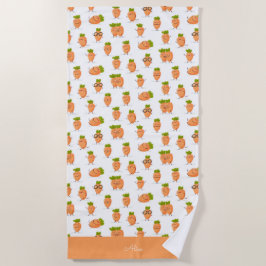 Kawaii pattern of fun carrots strandtuch