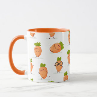 Kawaii pattern of fun carrots tasse