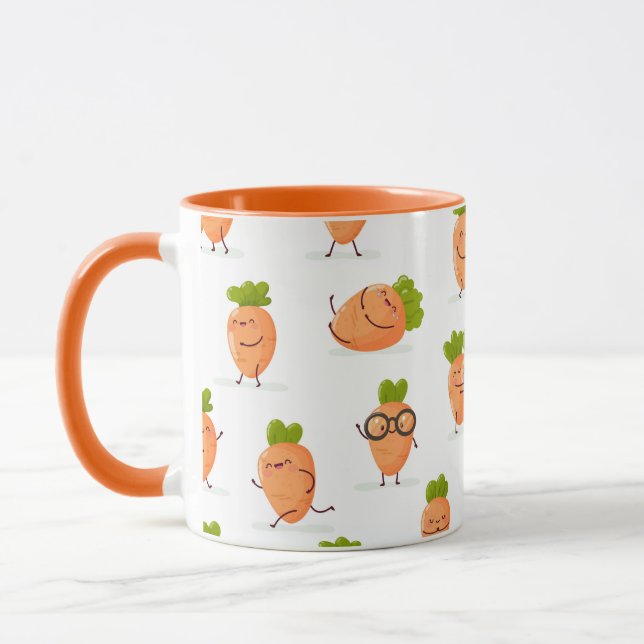 Kawaii pattern of fun carrots tasse (Links)