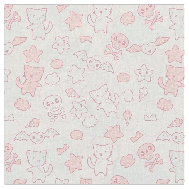 Kawaii Pattern With Doodle Stoff (Nahaufnahme)