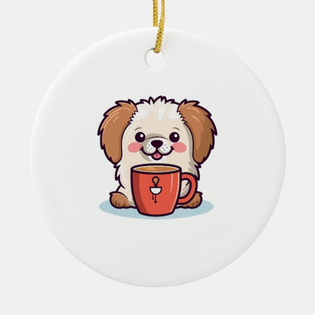 Kawaii Paws Café Keramik Ornament (Vorne)