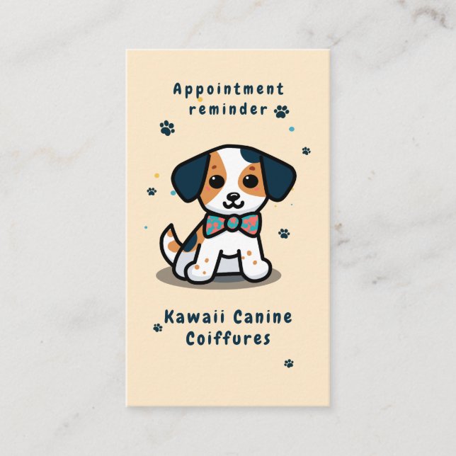 Kawaii Paws Chibi Hundgrooming Terminkarte (Vorderseite)