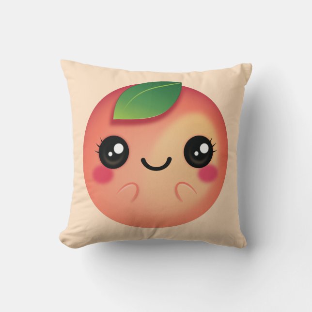 Kawaii Peach Kissen (Vorderseite)