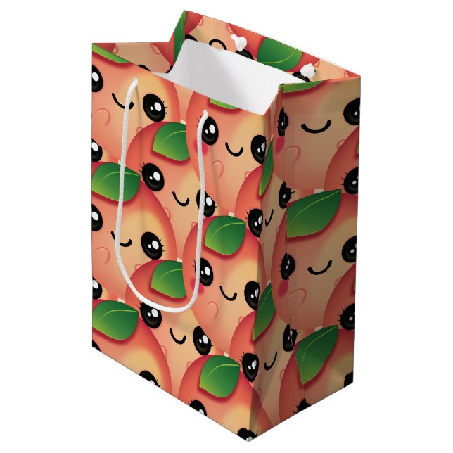 Kawaii Peach Mittlere Geschenktüte (Vorderseite Schrägansicht)