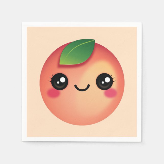 Kawaii Peach Napkins Serviette (Vorderseite)