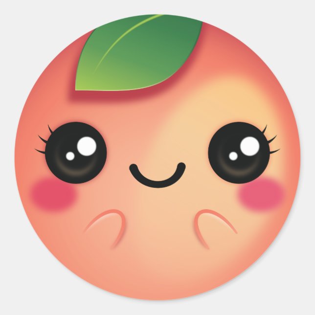 Kawaii Peach Runder Aufkleber (Vorderseite)