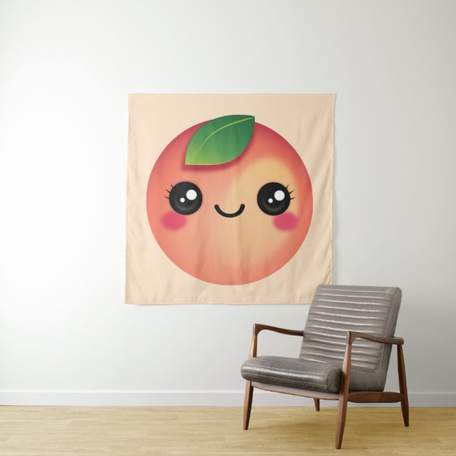 Kawaii Peach Tapestry Wandteppich (Beispiel)