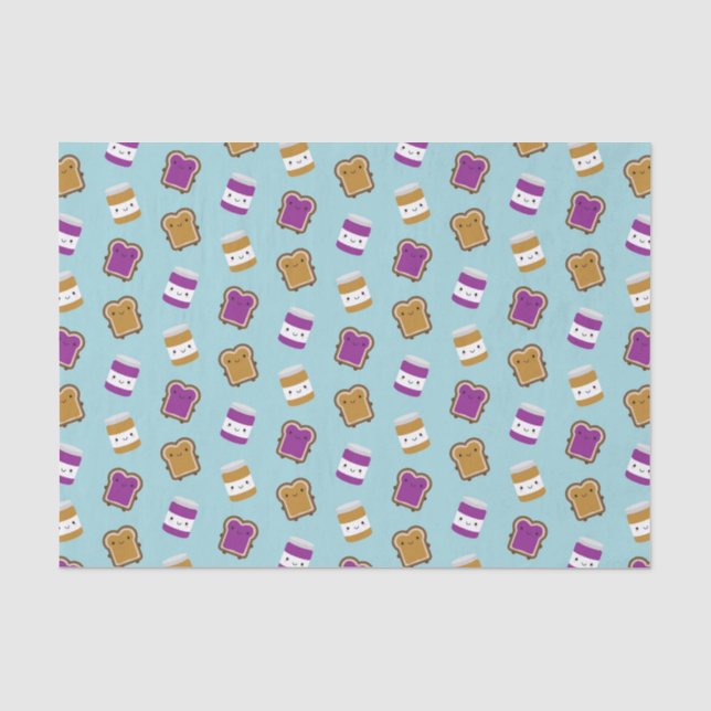 Kawaii Peanut Butter & Jelly Sandwich Couple Seidenpapier (Vorderseite)