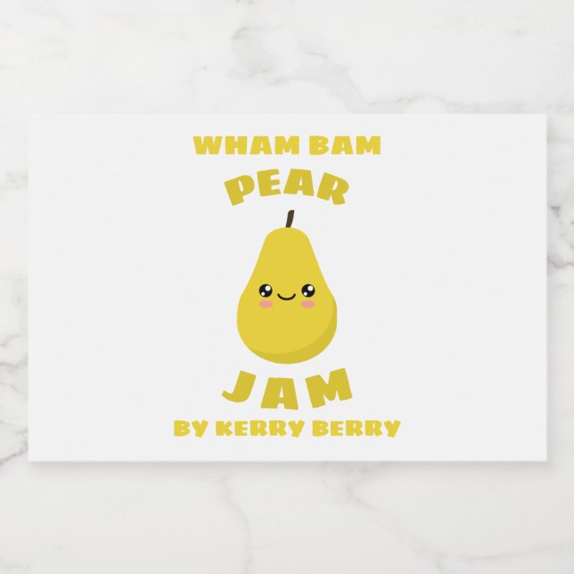 Kawaii Pear Jam Lebensmitteletikett (Einzelnes Label)