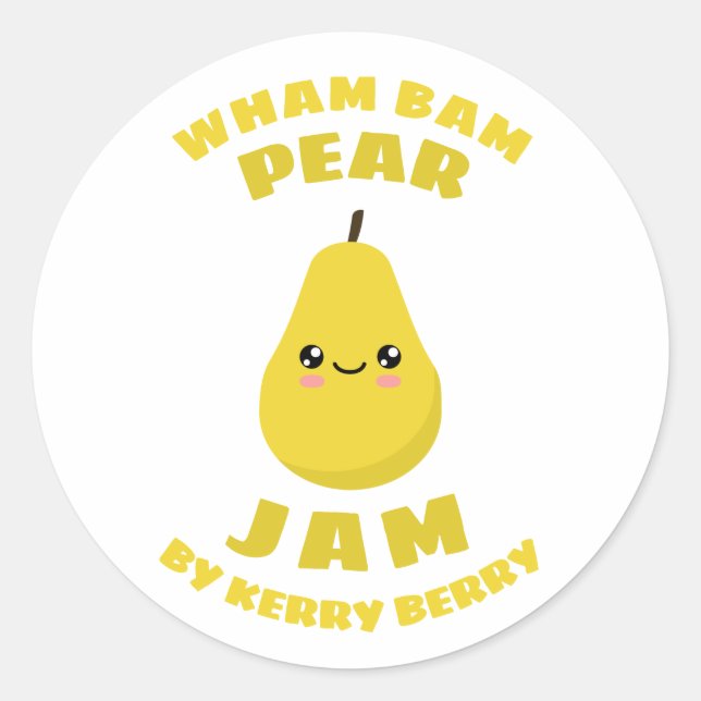 Kawaii Pear Jam Runder Aufkleber (Vorderseite)