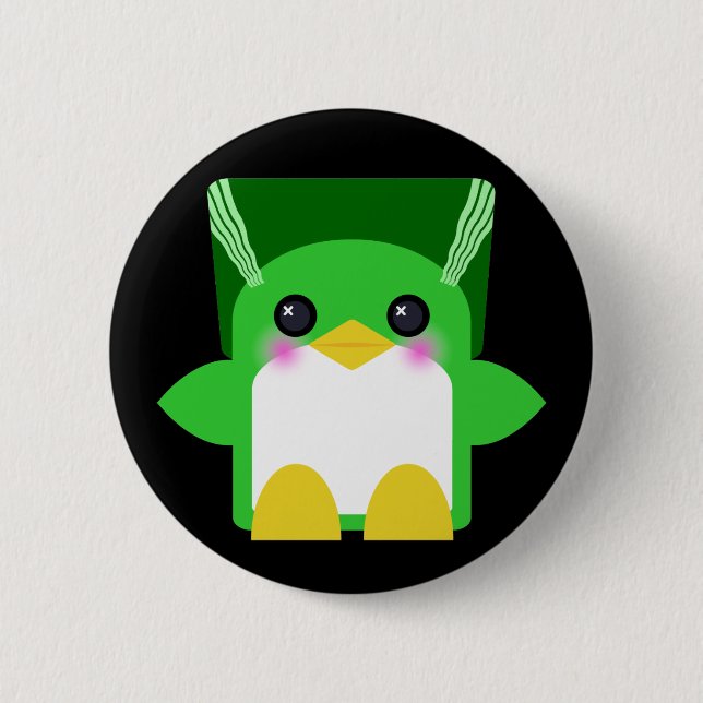 Kawaii Penguin Bride von Frankenstein Button (Vorderseite)