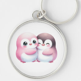 Kawaii Penguin Hug Schlüsselanhänger