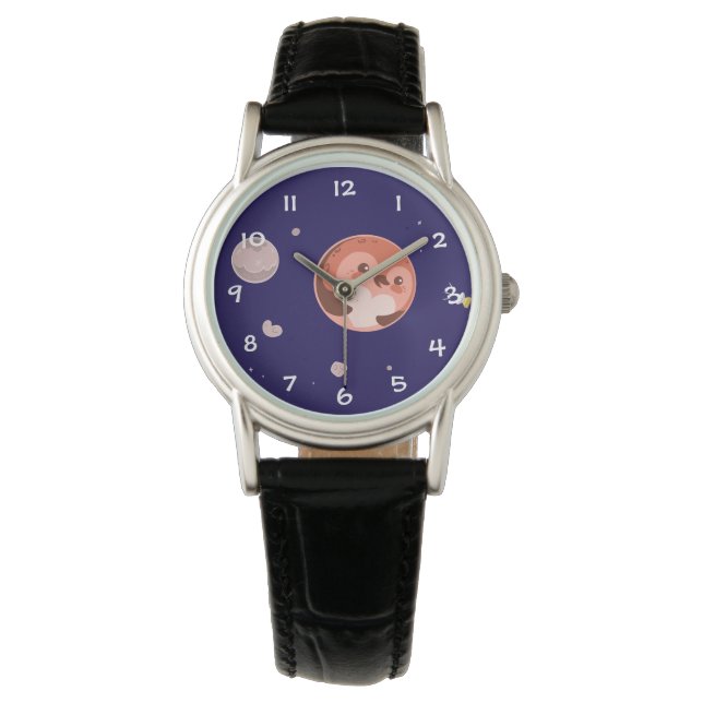 Kawaii Penguin Planet Pluto Armbanduhr (Vorderseite)
