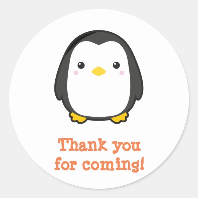 Kawaii Penguin Runder Aufkleber (Vorderseite)