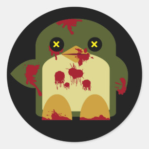 Kawaii Penguin-Zombie-grauenhafter Horror Runder Aufkleber