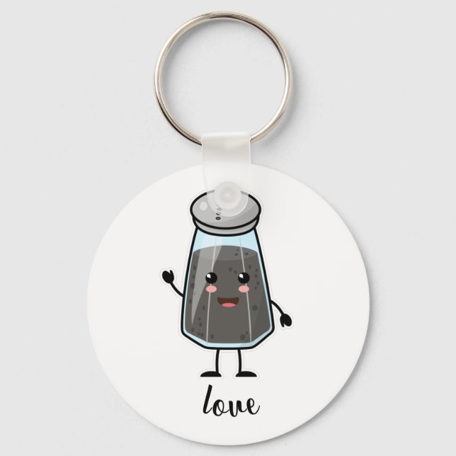Kawaii Pepper Shaker: Liebe (für immer) Schlüssela Schlüsselanhänger (Vorderseite)