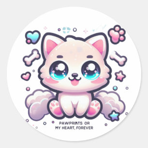 Kawaii Pet Sticker Pawprints auf My Heart, Forever