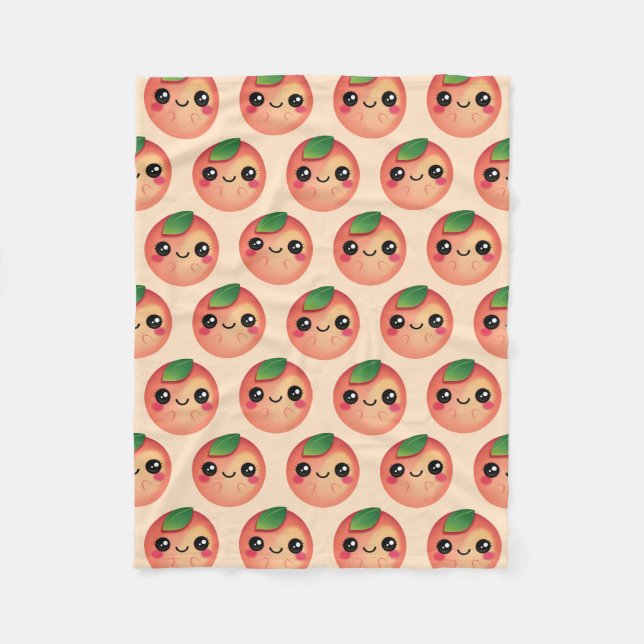 Kawaii Pfirsich Fleecedecke (Vorderseite)