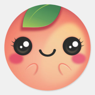 Kawaii Pfirsich Runder Aufkleber
