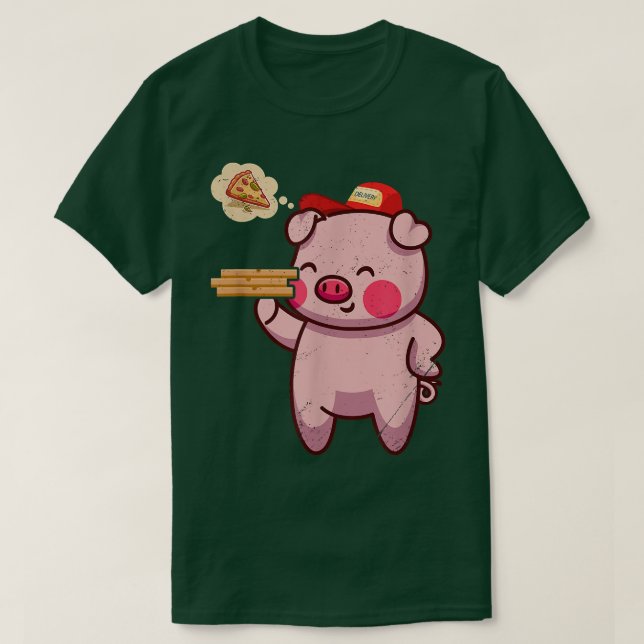 Kawaii Pig Cute Animal Pizza Delivery Funny Pizza  T-Shirt (Design vorne)
