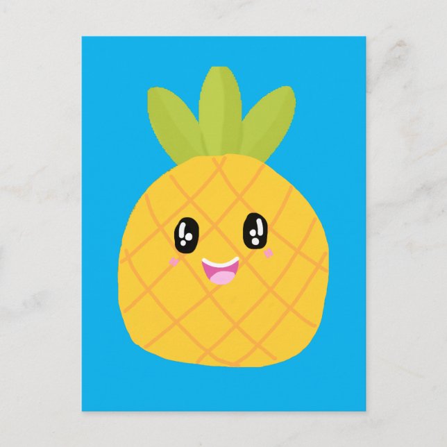 Kawaii Pineaple Niedlich tropisch Postkarte (Vorderseite)