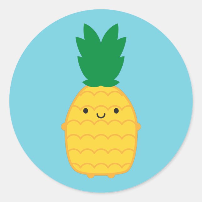 Kawaii Pineapple Runder Aufkleber (Vorderseite)