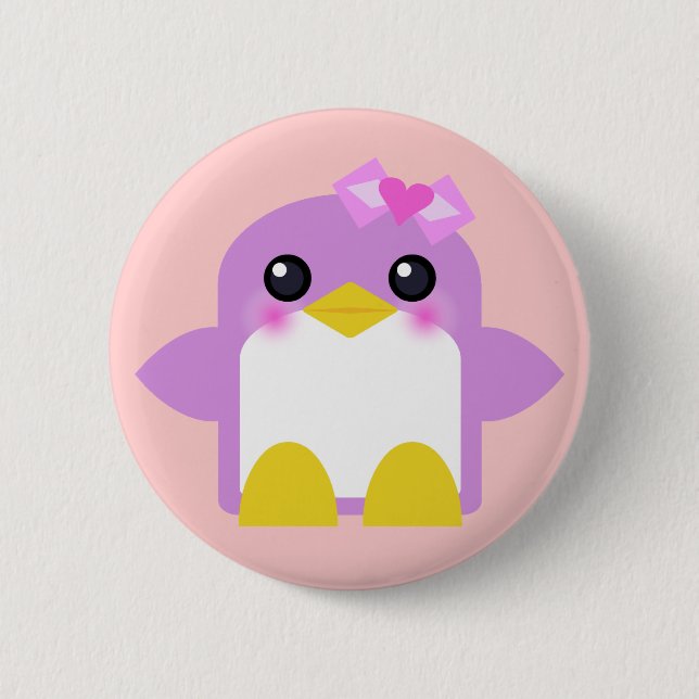 Kawaii Pinguin Girl pink Sweet Twey Button (Vorderseite)