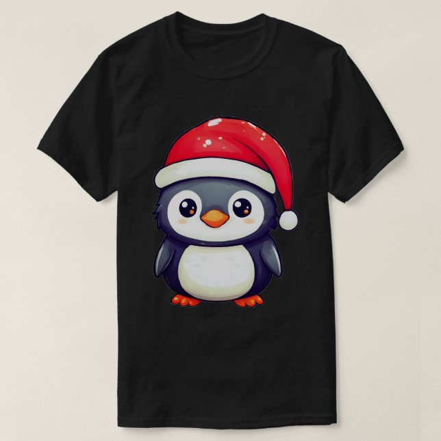 Kawaii Pinguin Tragen eine gemütliche Weihnachtsma T-Shirt (Design vorne)