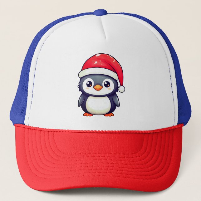 Kawaii Pinguin Tragen eine gemütliche Weihnachtsma Truckerkappe (Vorderseite)