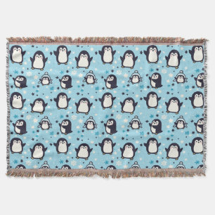 Kawaii Pinguine mit Winterschneeflocken Nahtlose P Decke