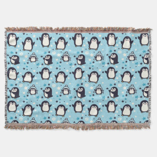 Kawaii Pinguine mit Winterschneeflocken Nahtlose P Decke