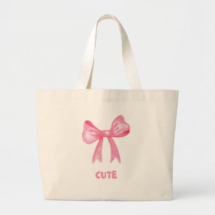 Kawaii Pink Bow Ästhetische Tote Tag Jumbo Stoffbeutel