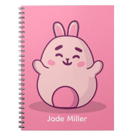 Kawaii Pink Bunny Personalisiert Name Notizblock
