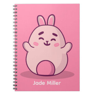 Kawaii Pink Bunny Personalisiert Name Notizblock
