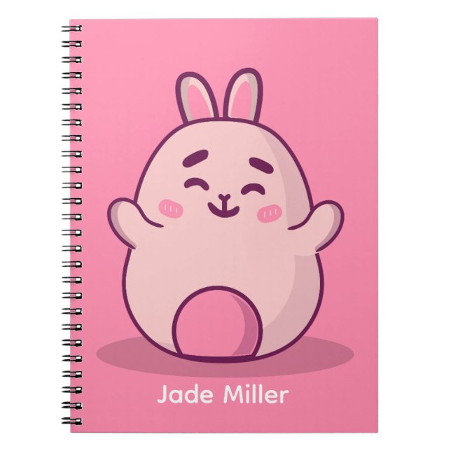 Kawaii Pink Bunny Personalisiert Name Notizblock (Vorderseite)