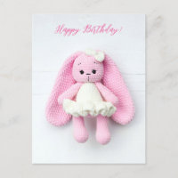 Kawaii Pink Crochet Bunny - Alles Gute zum Geburts